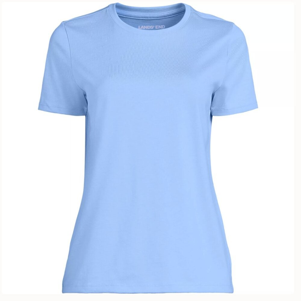 Lands' End Women's Classic Crewneck T‑Shirt in Light Blue, Large Tall